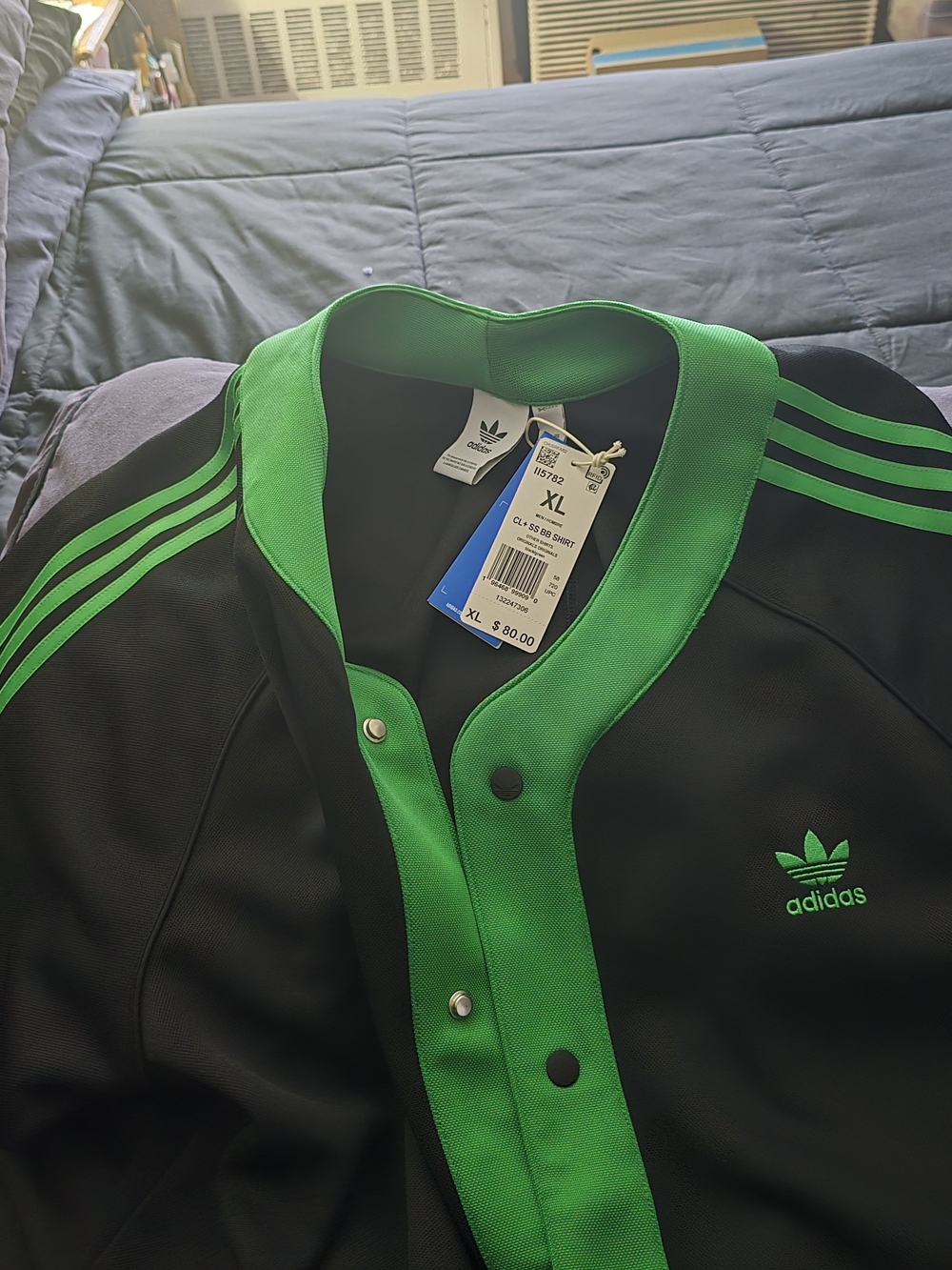 Adidas Men's Black & Green Track Jacket - XL